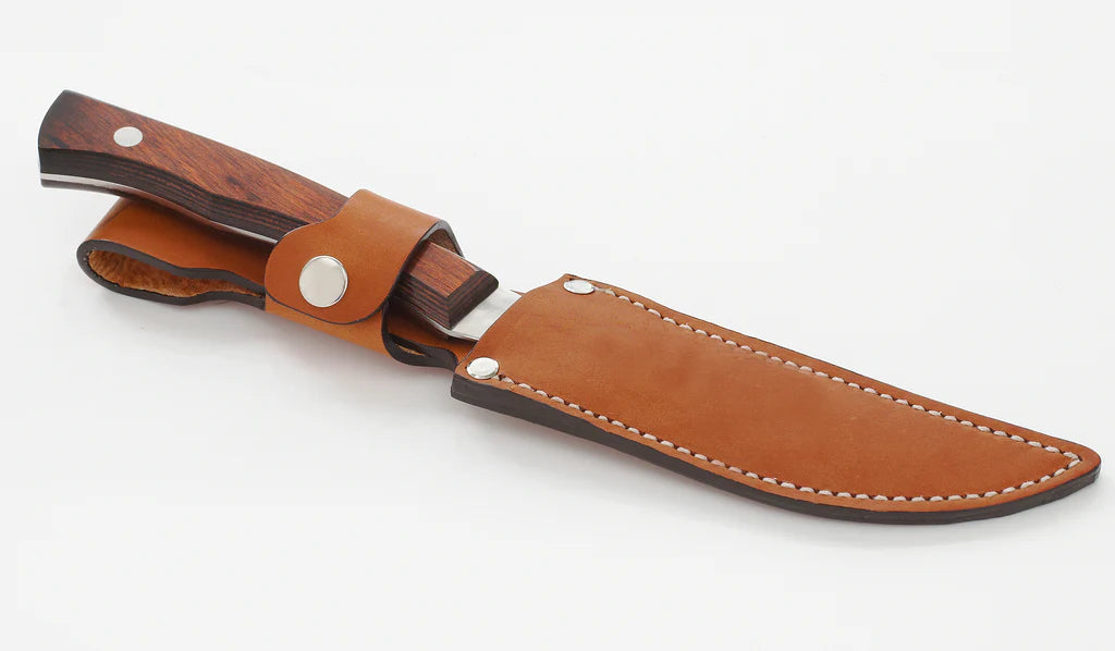 Handmade paring knife with matching leather sheath