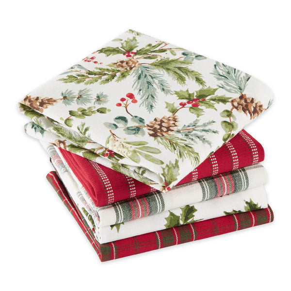 Christmas Towel Holly Green & Red