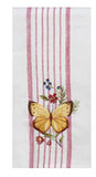 Mulberry Bloom Stripe Embroidered Tea Towel