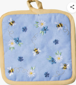 Blue Bee Potholder