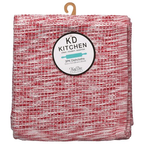 3 Pk Dishcloths Samba Red