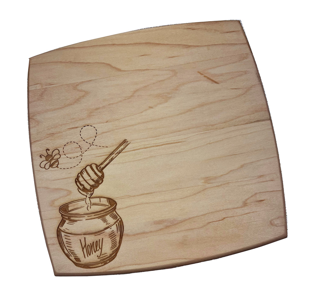 Choice 9 x 5 1/2 Wooden Serving / Cutting Board with 4 Handle